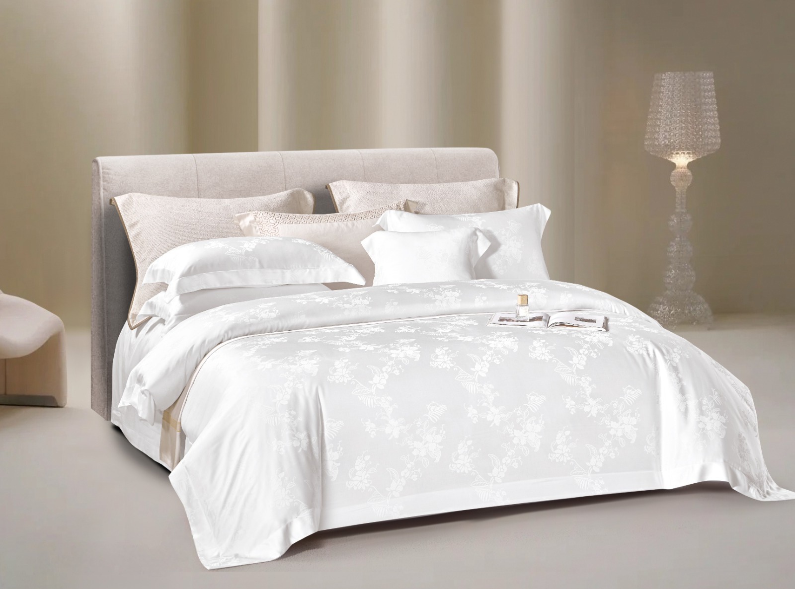 LISIEUX White - Davinci Series Cellulose Fiber Tencel Jacquard