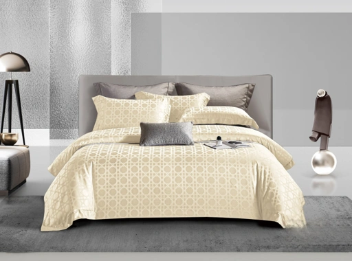 Image of LATTICE CREAM - Davinci Series Cellulose Fiber Tencel Jacquard