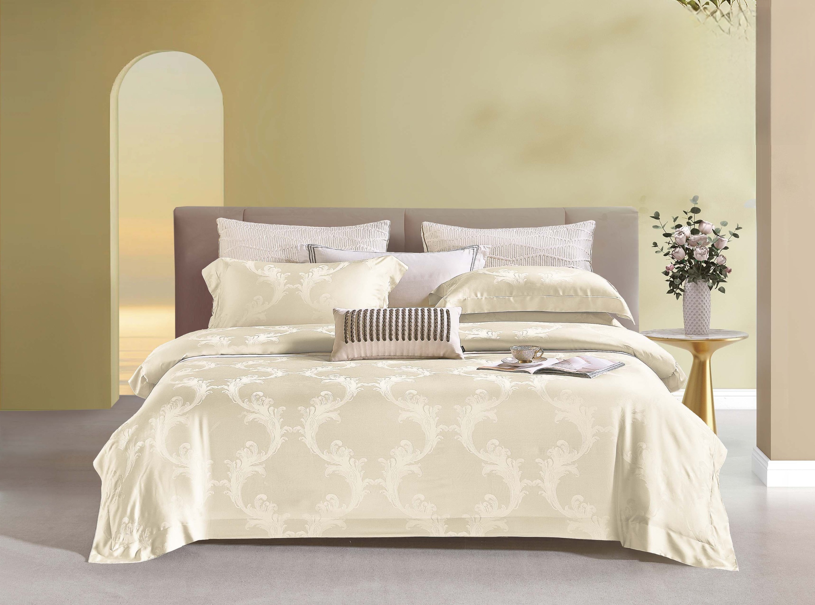 FLOREAL IVORY - Davinci Series Cellulose Fiber Tencel Jacquard