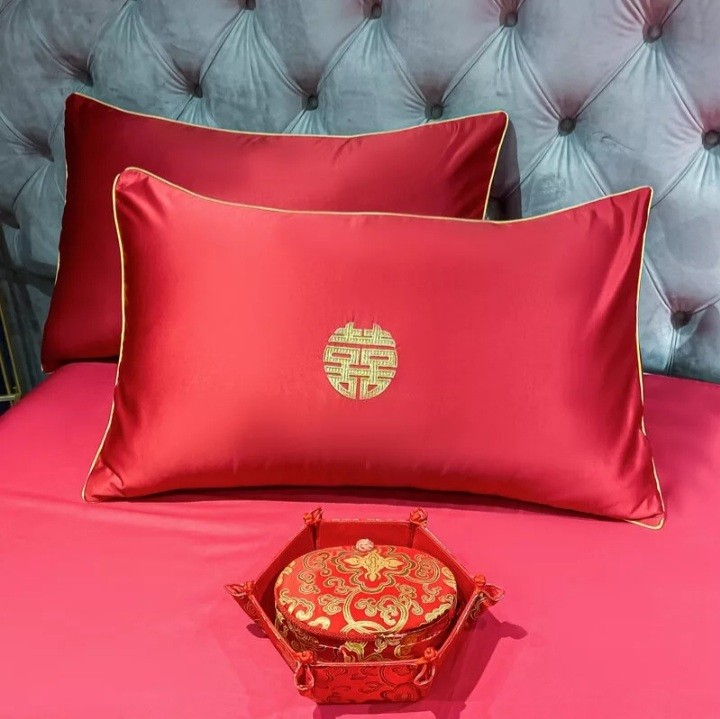GOLDEN HARMONY RED SHUANG XI - XI JIN Signature Design Cellulose Fiber Tencel REGALINEN