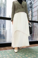 Jamila Pleated Skirt White