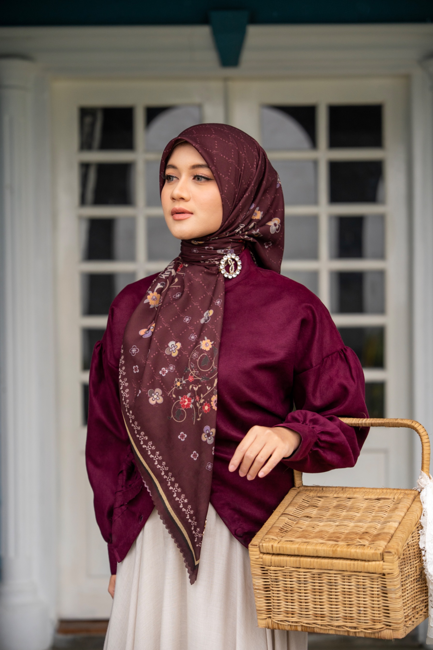 Camelia Scarf Maroon 