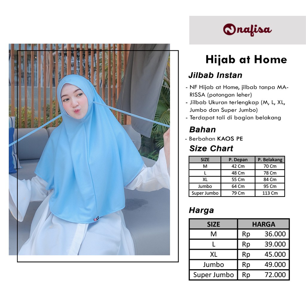 Nafisa Hijab At Home Reguler - Kerudung Instan Tali Jilbab Kaos Non Pet