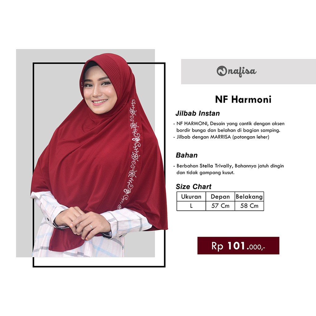 Nafisa Harmoni - Kerudung Instan Bordir Stella | Jilbab instan Jersey Premium | Hijab Instant Jersey