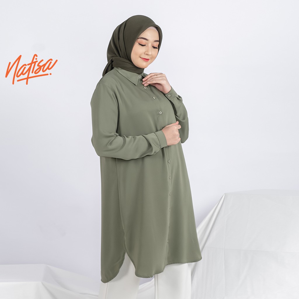 Nafisa Aeris - Tunik Wanita Casual Atasan Masa kini Ukuran Lengkap - Soft Greeni