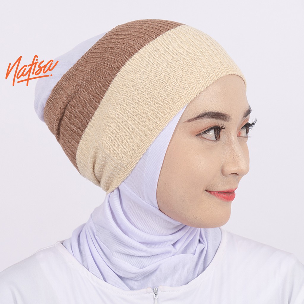 Nafisa Ciput Durnaz Henna | Inner Rajut 2 Warna Anti Pusing | Ciput Hijab Instan