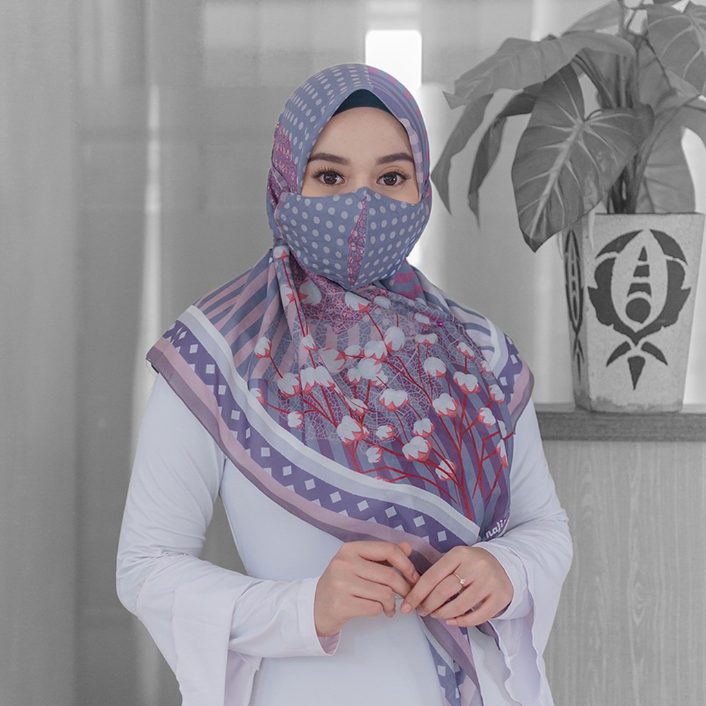 Nafisa Scarf Ayunidya - Hijab Segiempat Voal Scarf Masker Eksklusif premium