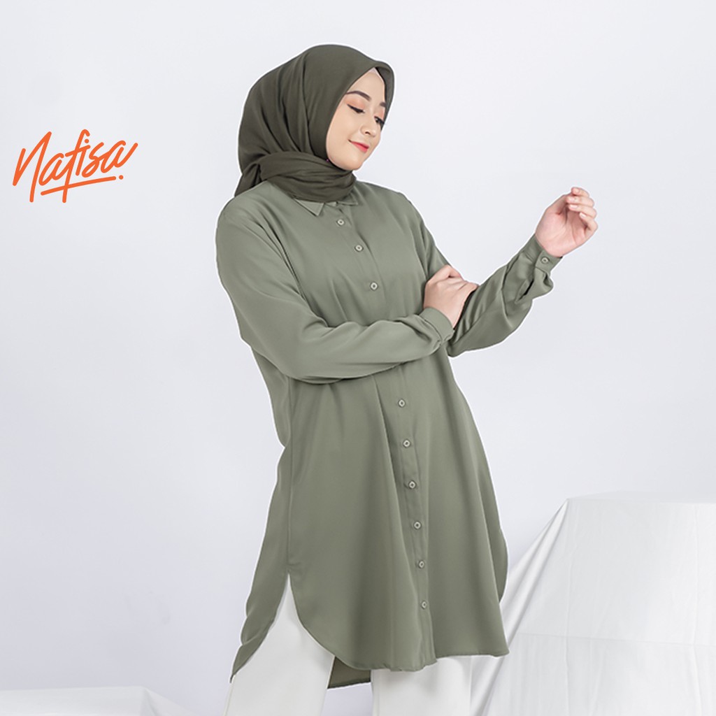 Nafisa Aeris - Tunik Wanita Casual Atasan Masa kini Ukuran Lengkap - Soft Greeni
