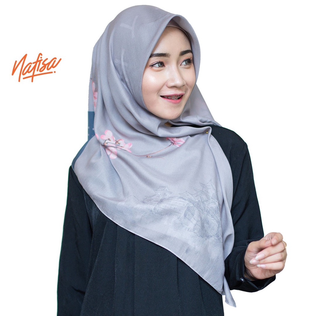 Nafisa Milea Scarf Voal Leura | Hijab Segiempat Voal Motif Premium Eksklusif