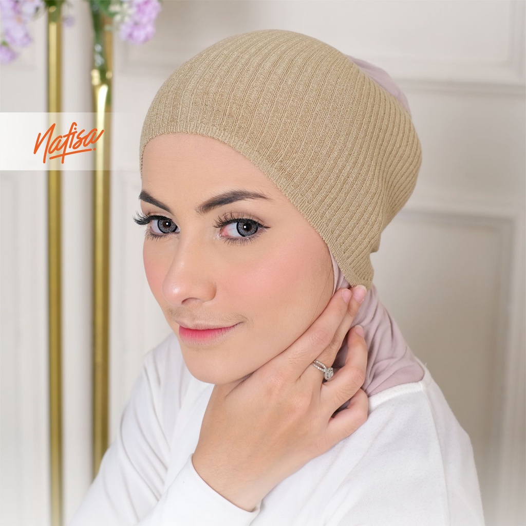 Nafisa Ciput Umi | Inner Rajut 1 Warna Anti Pusing | Ciput Jilbab Instan