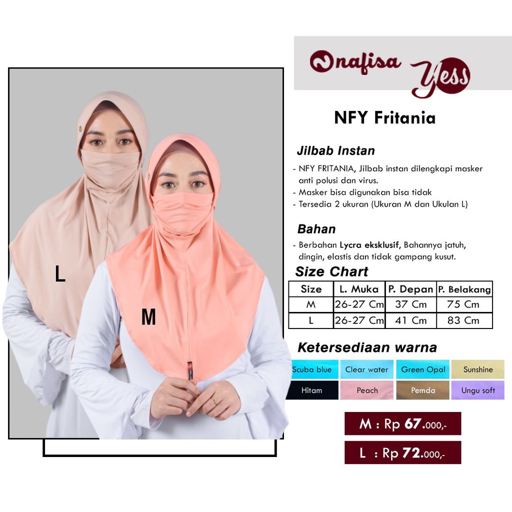 Nafisa Fritania | Hijab Masker Anti Debu | Jilbab Instan Kerudung Niqab Bergo