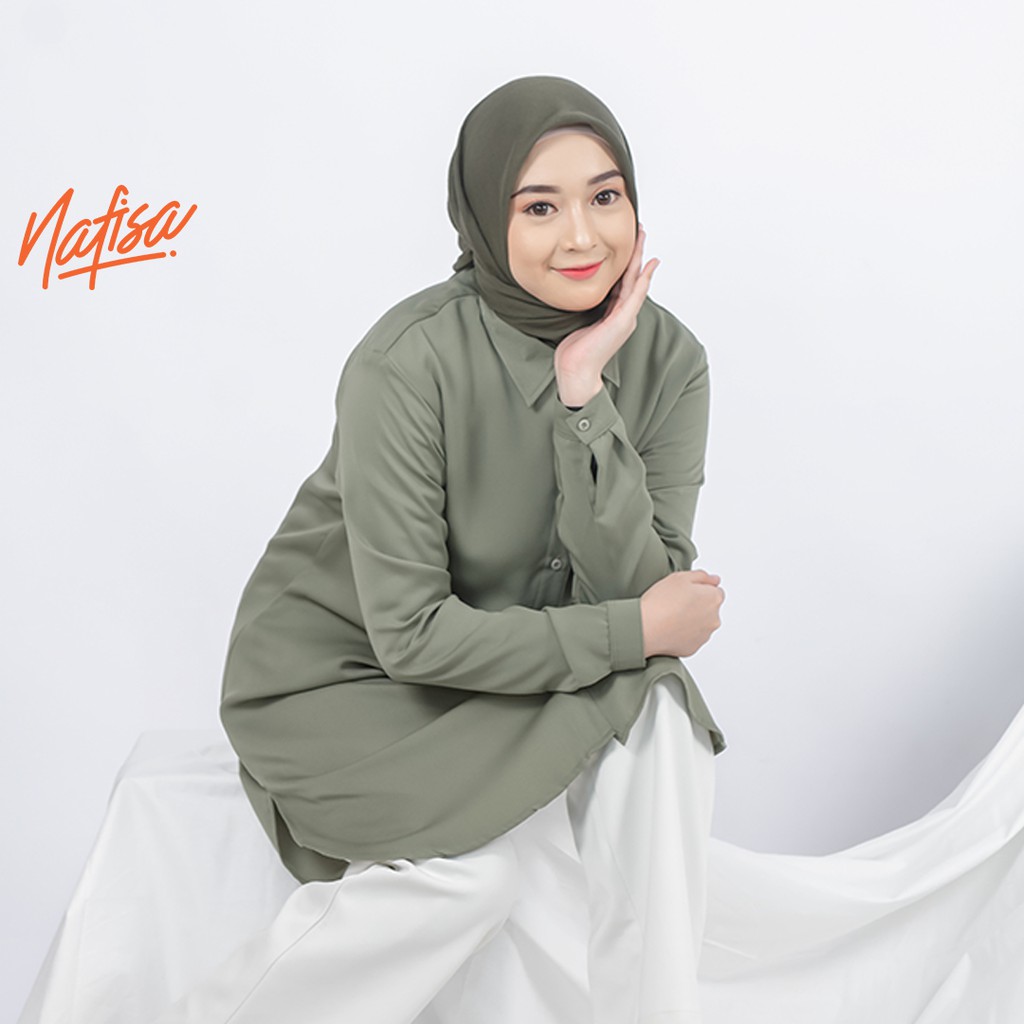 Nafisa Aeris - Tunik Wanita Casual Atasan Masa kini Ukuran Lengkap - Soft Greeni