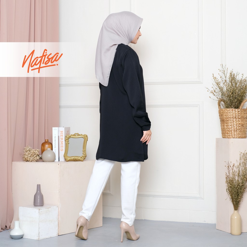 Nafisa Loria - Kemeja Atasan Muslim Wanita Size Kompit - Hitam