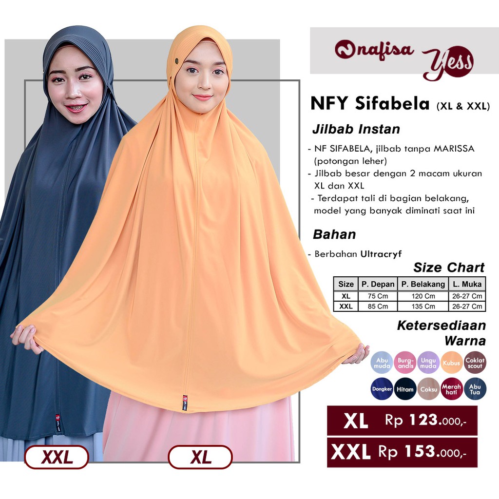 Nafisa Sifabela Yess | Jilbab Instan Syar'i Jumbo | Khimar Bergo Jumbo Syar'i