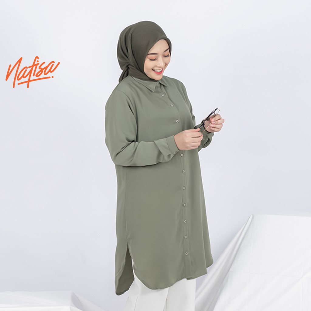 Nafisa Aeris - Tunik Wanita Casual Atasan Masa kini Ukuran Lengkap - Soft Greeni