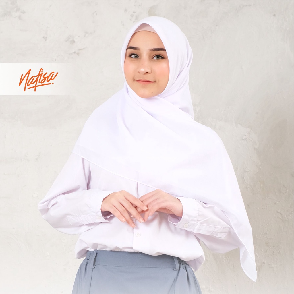 Nafisa Allura Size M Jilbab Segiempat Sekolah | Hijab Segiempat Remaja Scarf Polyester
