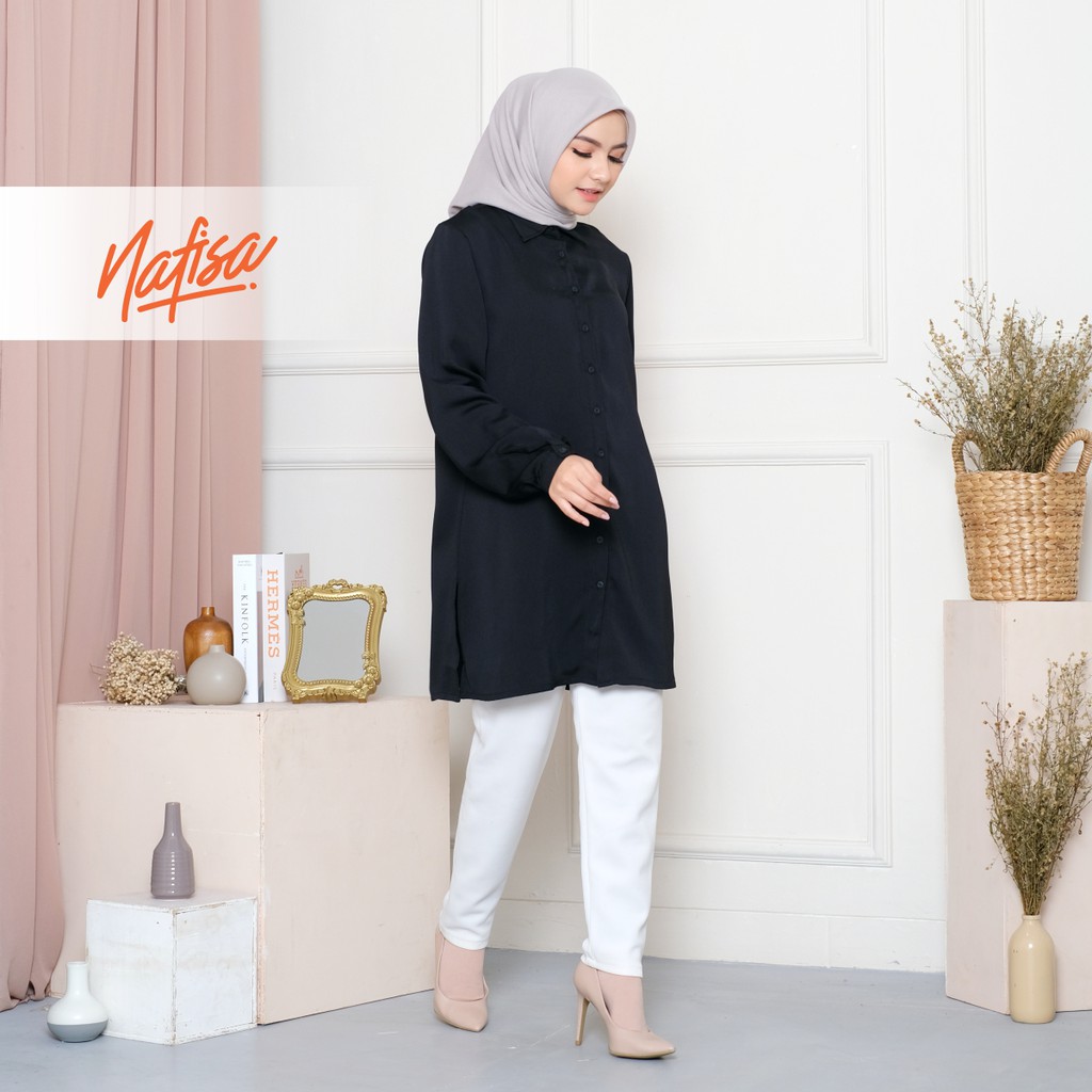 Nafisa Loria - Kemeja Atasan Muslim Wanita Size Kompit - Hitam