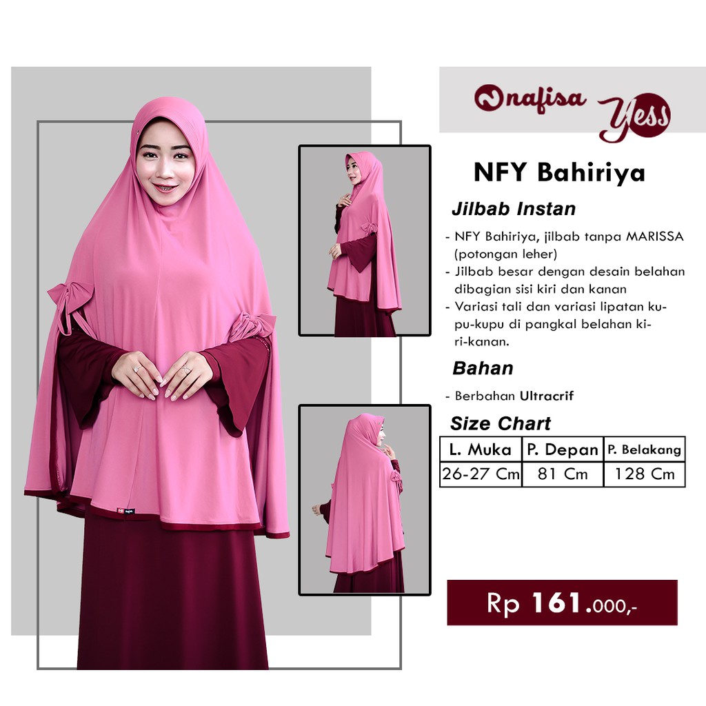 Nafisa Bahiriya Yess - Khimar Instan Syar'i Jilbab Instan Bergo Jumbo Premium