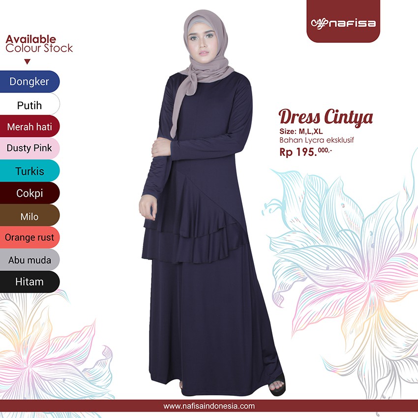 Nafisa Gamis Cintya | Dress Wanita Muslimah | Baju Muslimah Syar'i