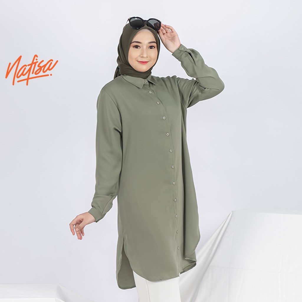 Nafisa Aeris - Tunik Wanita Casual Atasan Masa kini Ukuran Lengkap - Soft Greeni