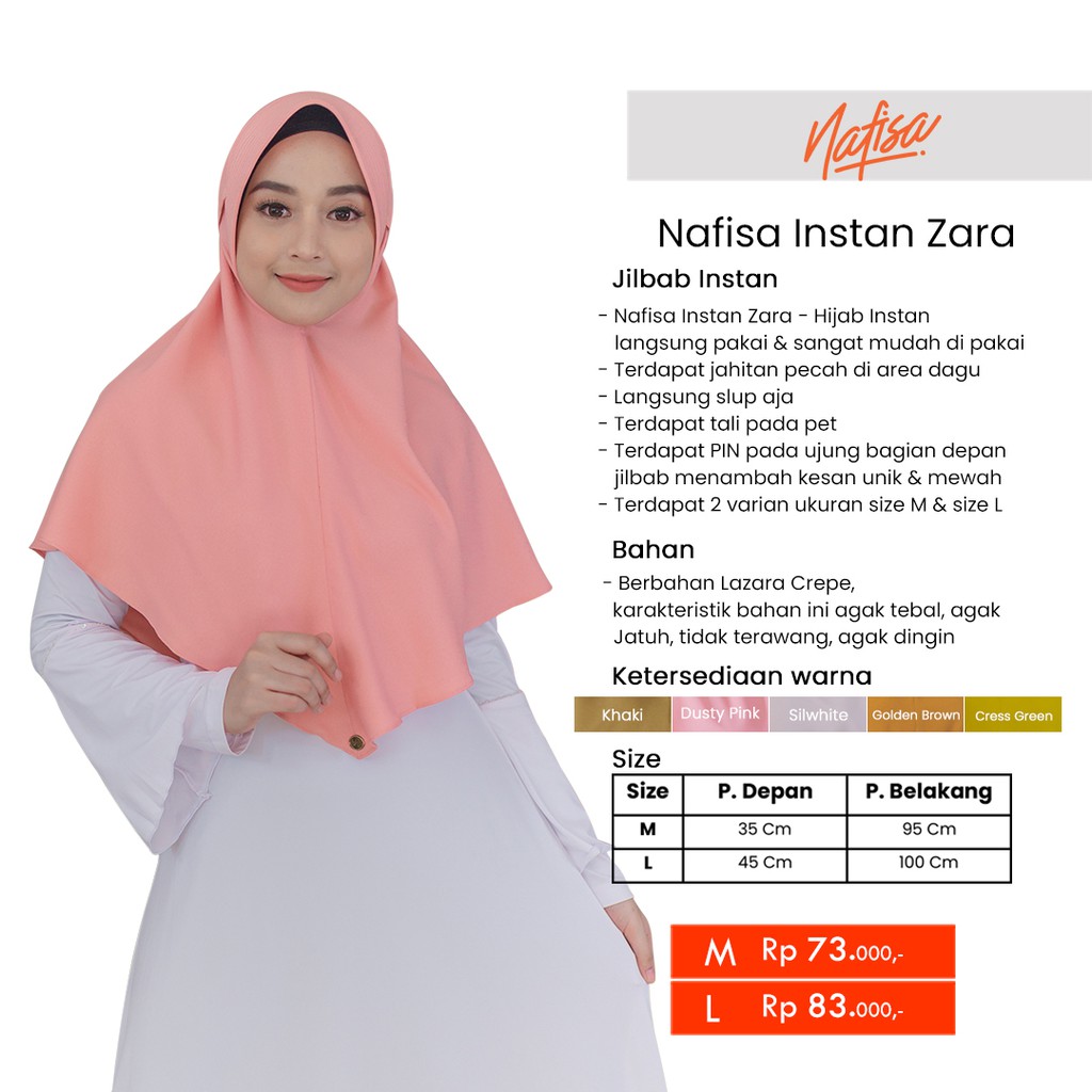 Nafisa Instan Zara - Hijab Instan Bergo Tali Premium