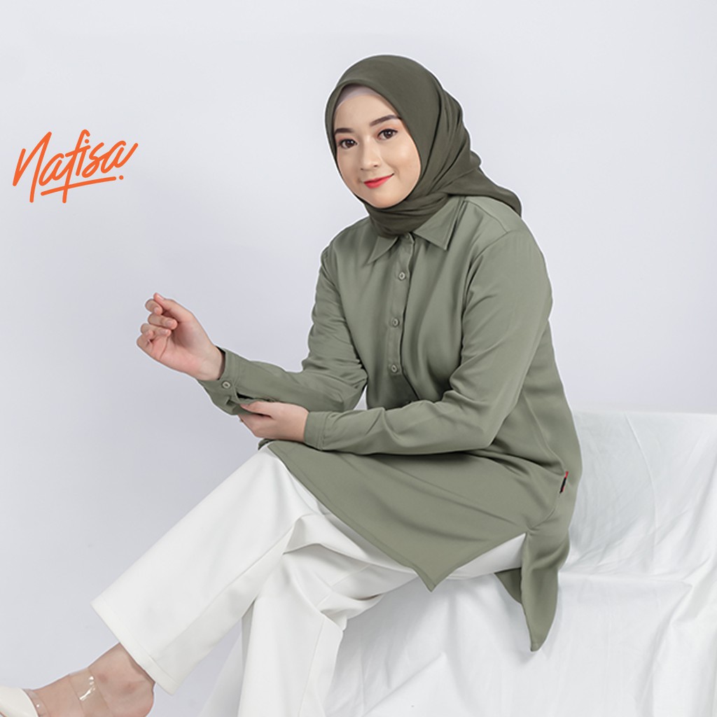 Nafisa Loria - Kemeja Atasan Muslim Wanita Size Kompit - SoftGreen