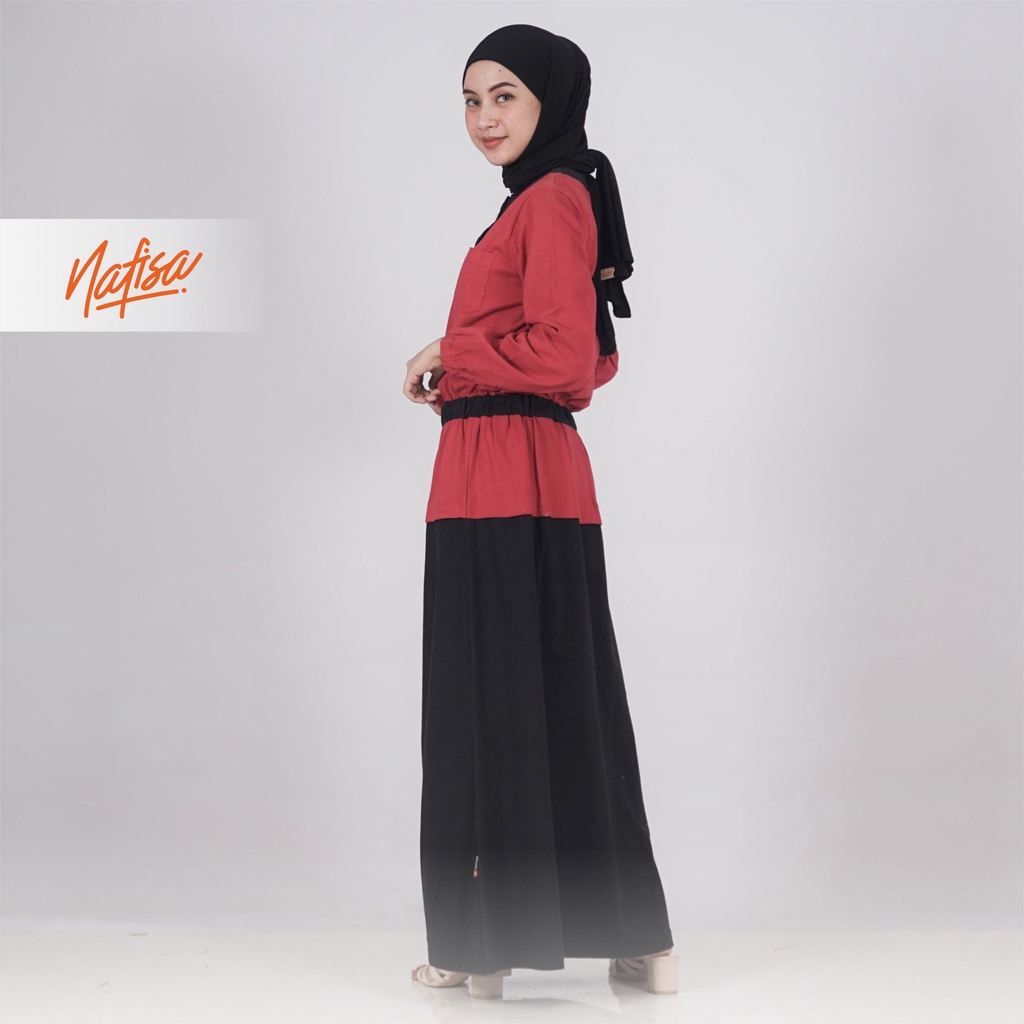 Nafisa Dress Hany - Baju Gamis Wanita Lengan Panjang Kekinian