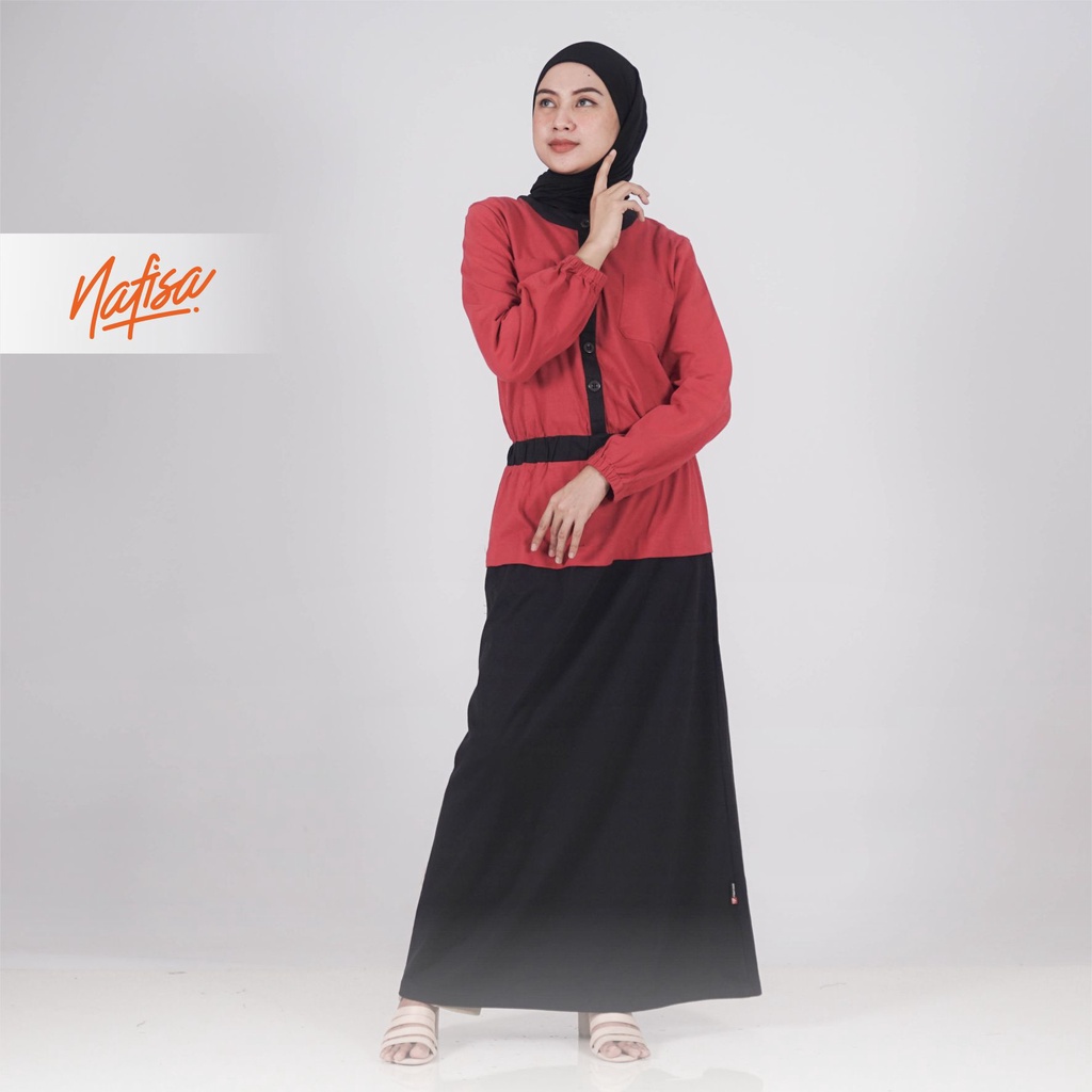 Nafisa Dress Hany - Baju Gamis Wanita Lengan Panjang Kekinian