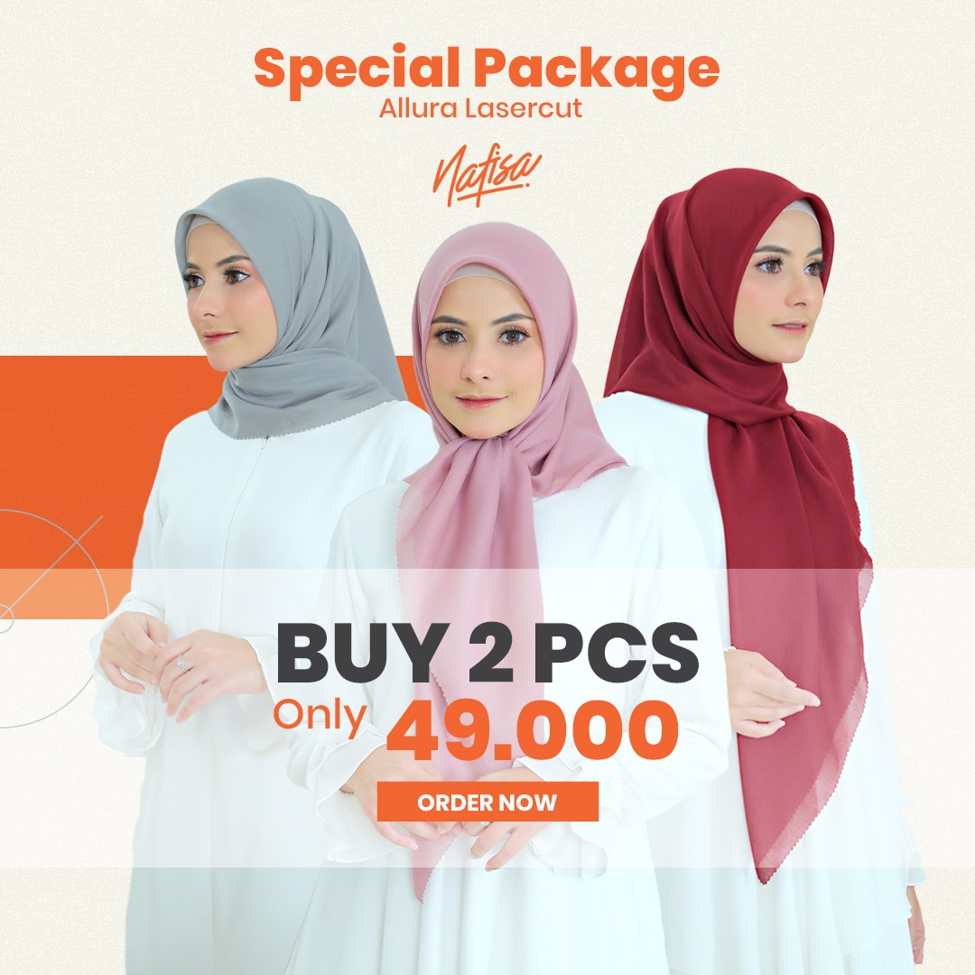 Nafisa Allura Eksklusif - Jilbab Segiempat Voal Lasercut Hijab Segiempat Lasercut