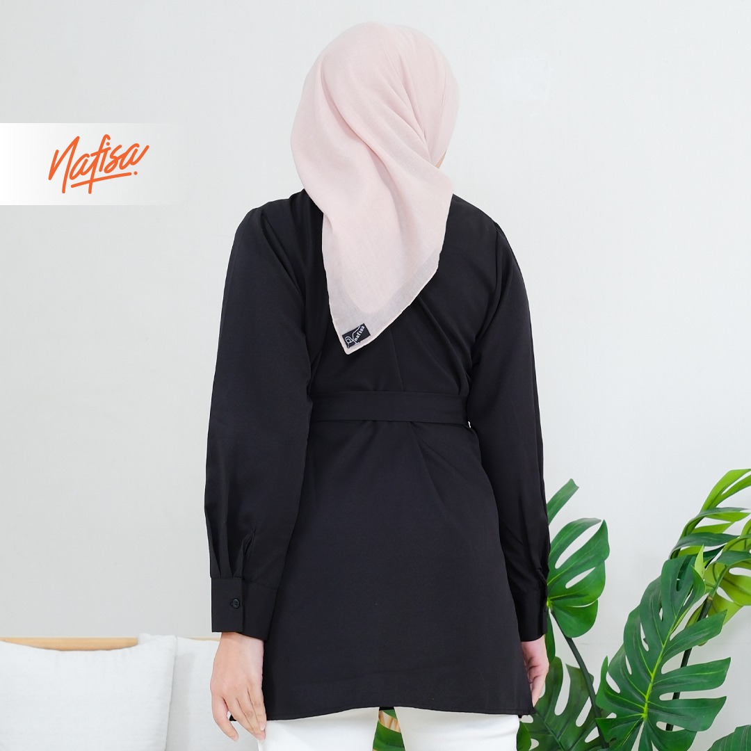 Nafisa Tunik Day Atasan Kemeja Tunik Daily Adem Size Lengkap - Black/Hitam