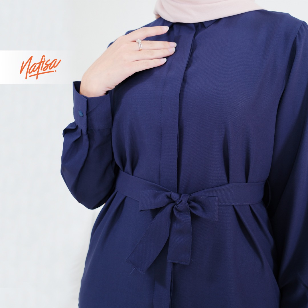 Nafisa Tunik Day Atasan Kemeja Tunik Daily Adem Size Lengkap - Navy/Dongker