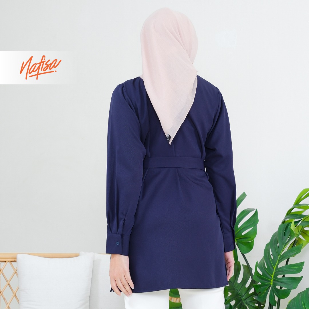Nafisa Tunik Day Atasan Kemeja Tunik Daily Adem Size Lengkap - Navy/Dongker