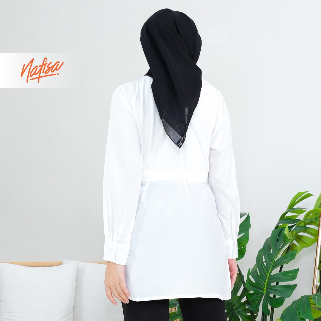 Nafisa Tunik Day Atasan Kemeja Tunik Daily Adem Size Lengkap - White/Putih