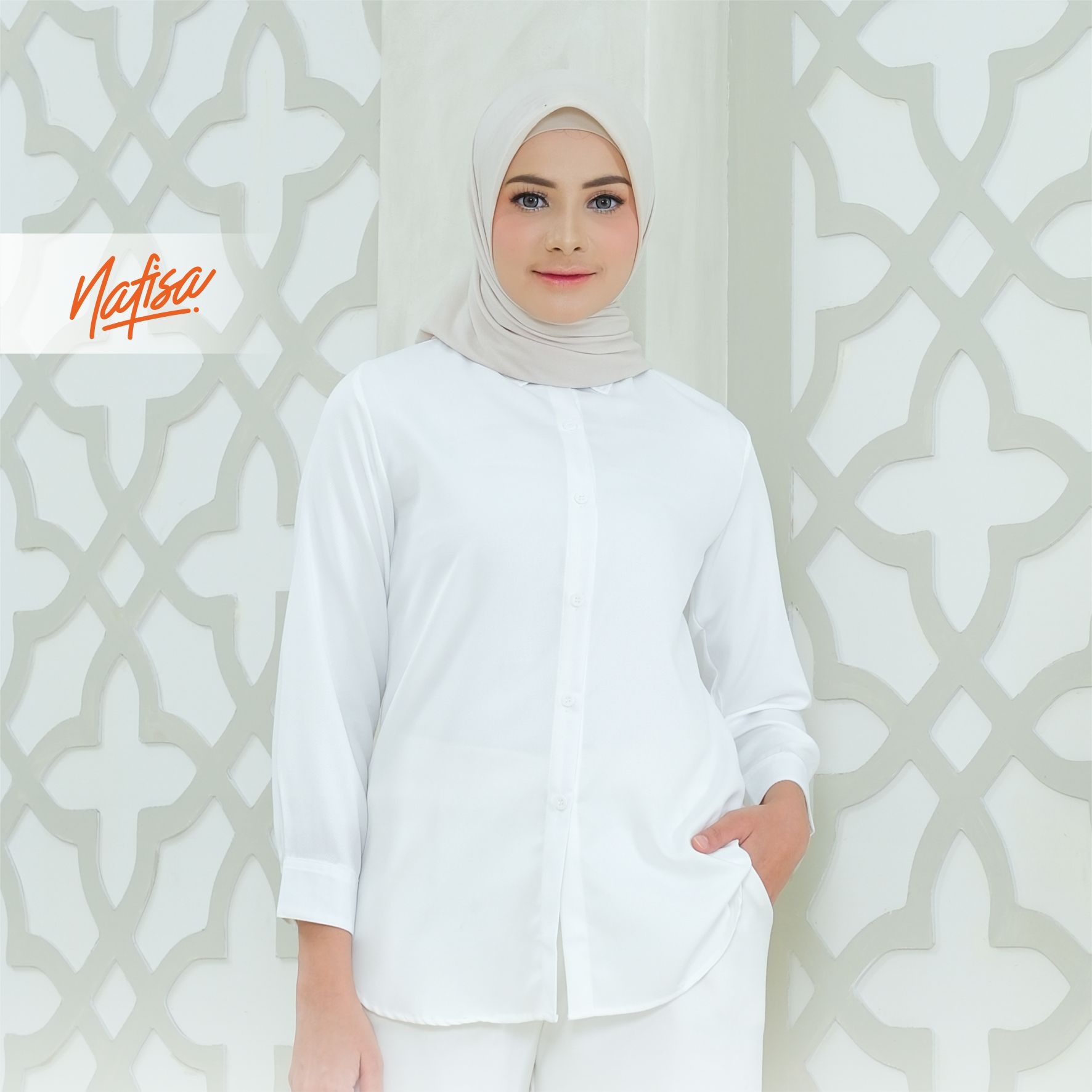 Nafisa Tunik Daily Sabanday Atasan Kemeja Putih Daily Shirt Size Lengkap