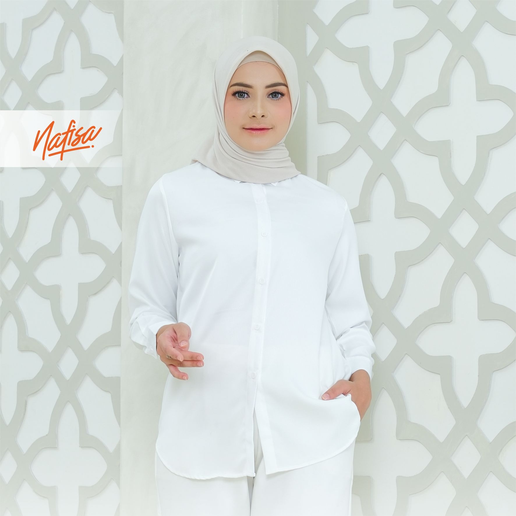Nafisa Tunik Daily Sabanday Atasan Kemeja Putih Daily Shirt Size Lengkap
