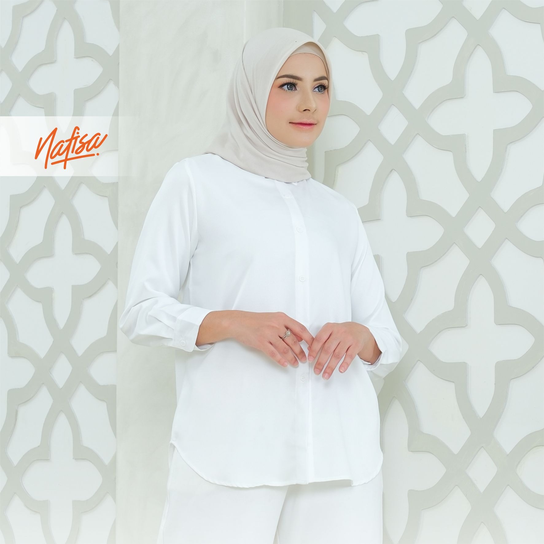 Nafisa Tunik Daily Sabanday Atasan Kemeja Putih Daily Shirt Size Lengkap