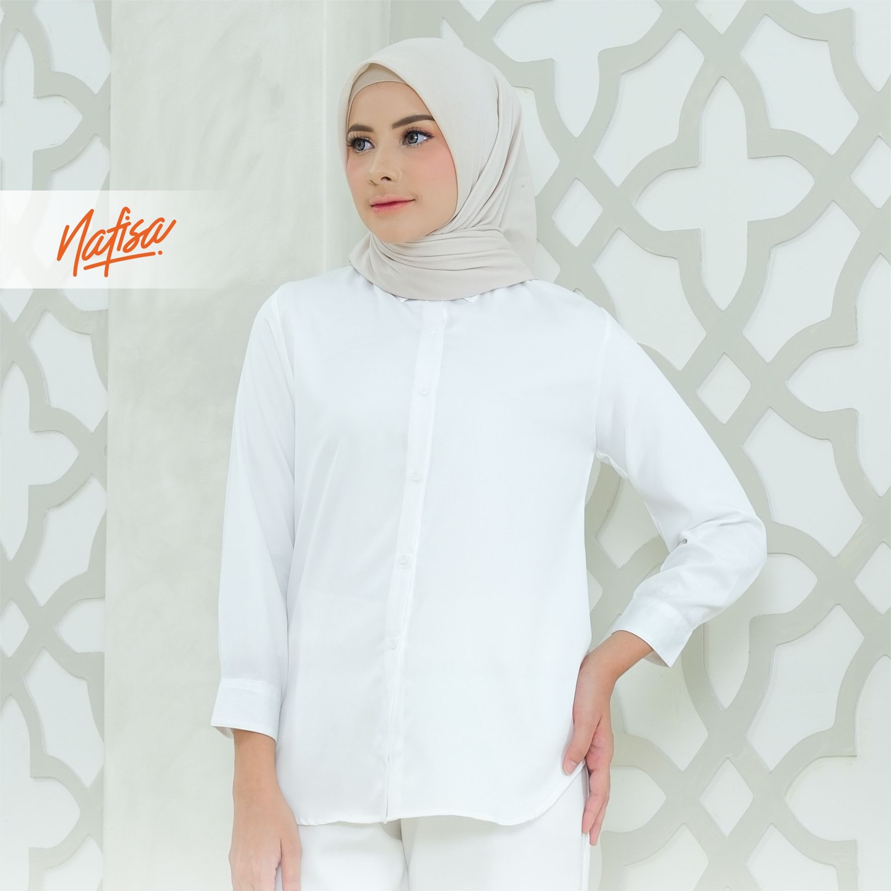 Nafisa Tunik Daily Sabanday Atasan Kemeja Putih Daily Shirt Size Lengkap