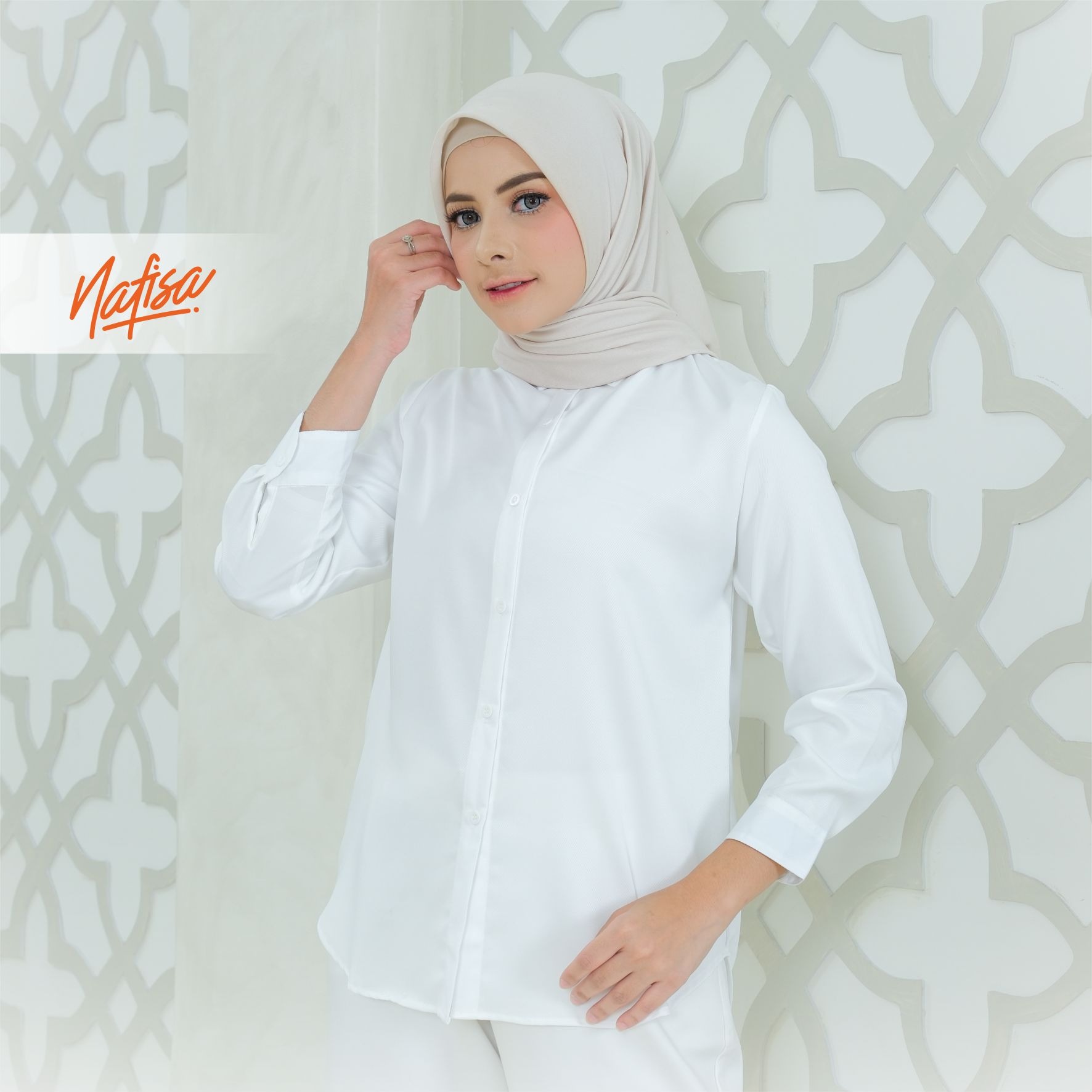 Nafisa Tunik Daily Sabanday Atasan Kemeja Putih Daily Shirt Size Lengkap