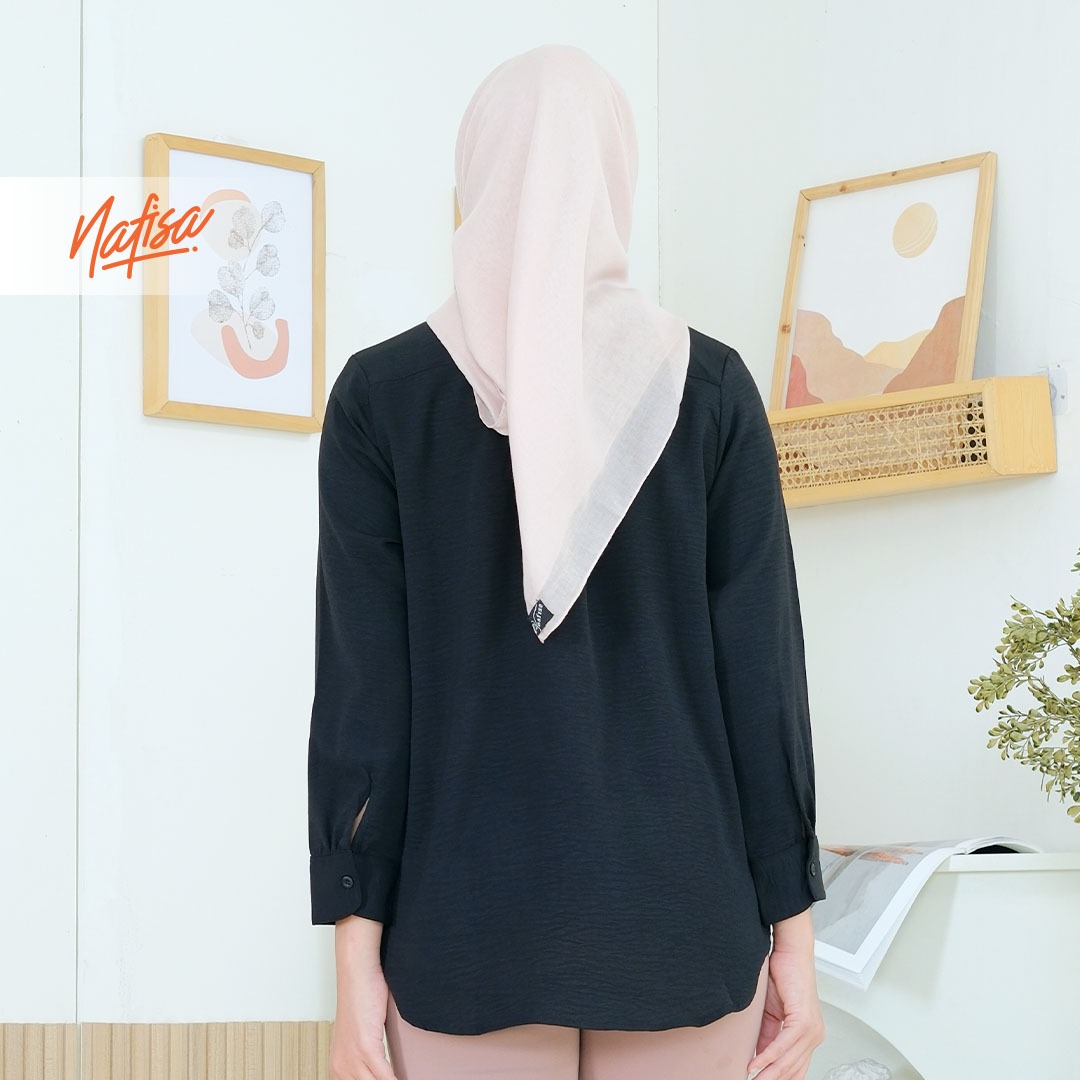 Nafisa Tunik Daily Sabanday Atasan Kemeja Crinkle Airflow Premium Daily Shirt - Hitam