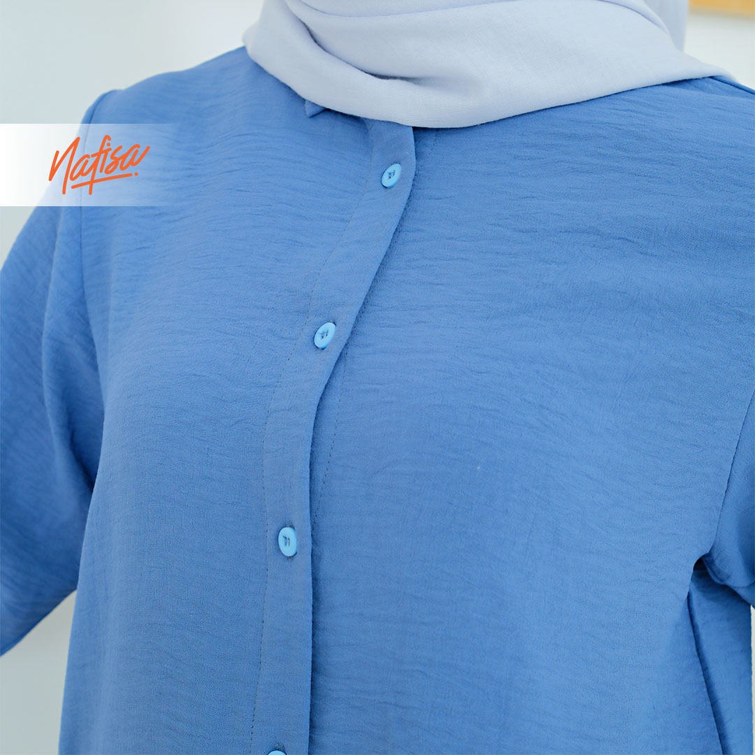 Nafisa Tunik Daily Sabanday Atasan Kemeja Crinkle Daily Shirt - Denim