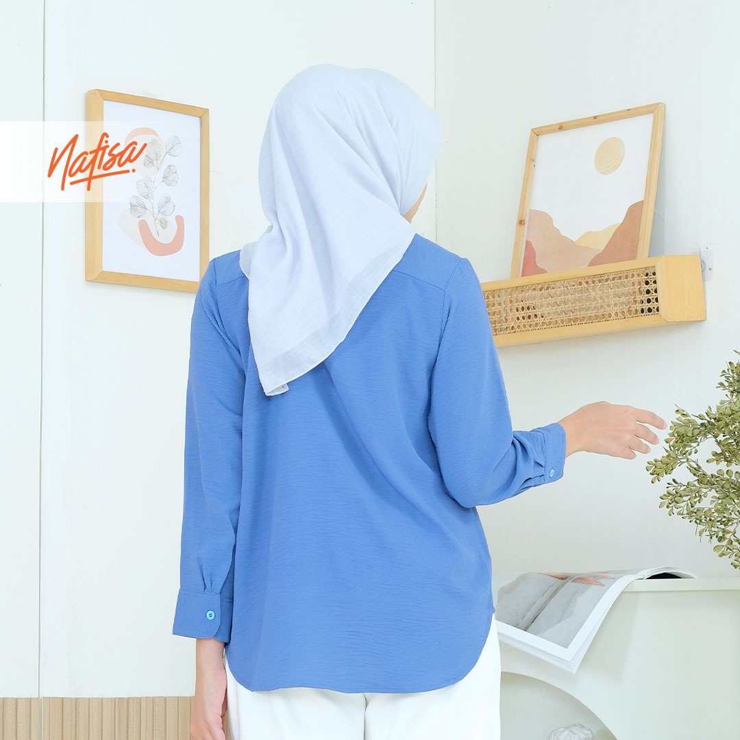 Nafisa Tunik Daily Sabanday Atasan Kemeja Crinkle Daily Shirt - Denim