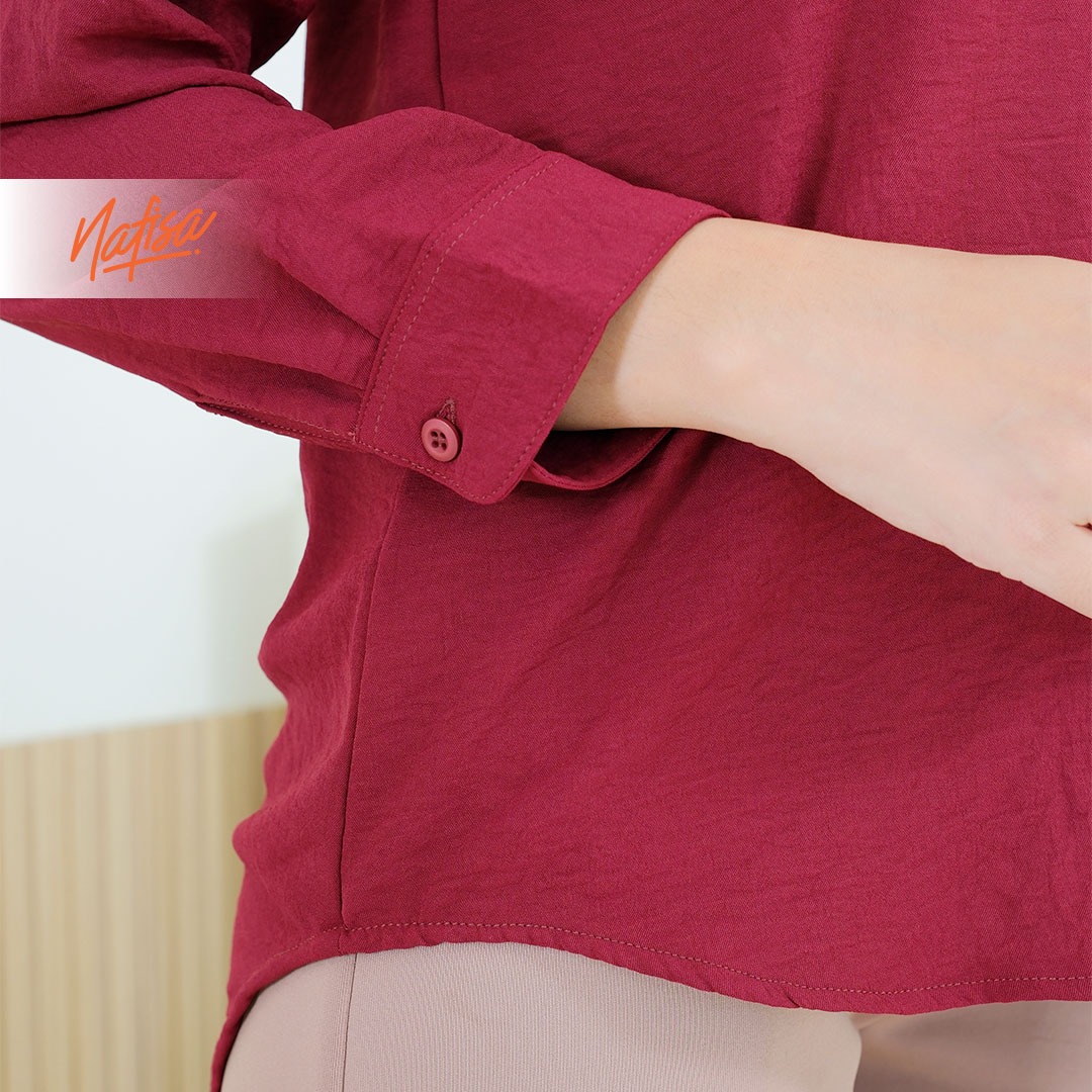Nafisa Tunik Daily Sabanday Atasan Kemeja Crinkle Airflow Premium Daily Shirt - Maroon