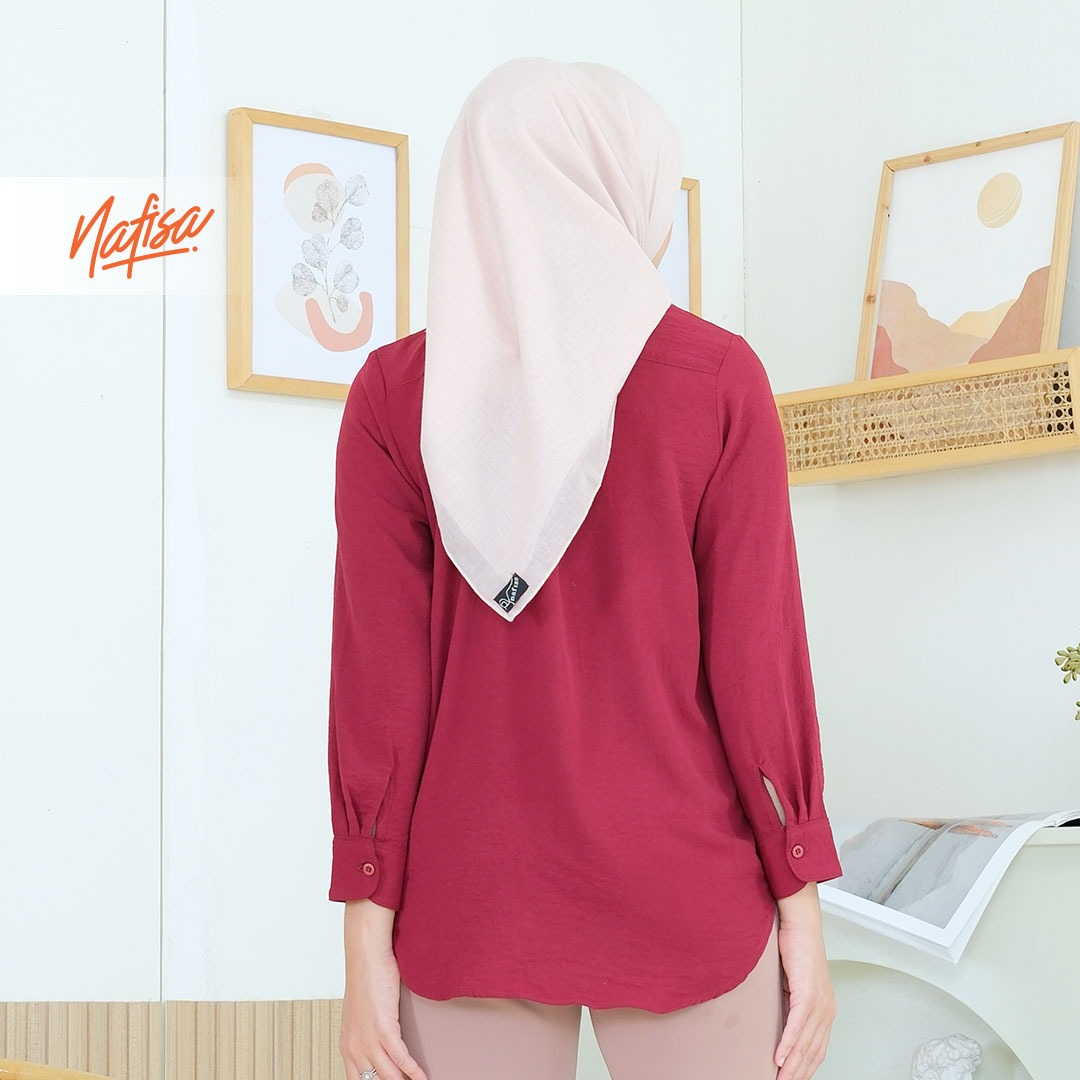 Nafisa Tunik Daily Sabanday Atasan Kemeja Crinkle Airflow Premium Daily Shirt - Maroon