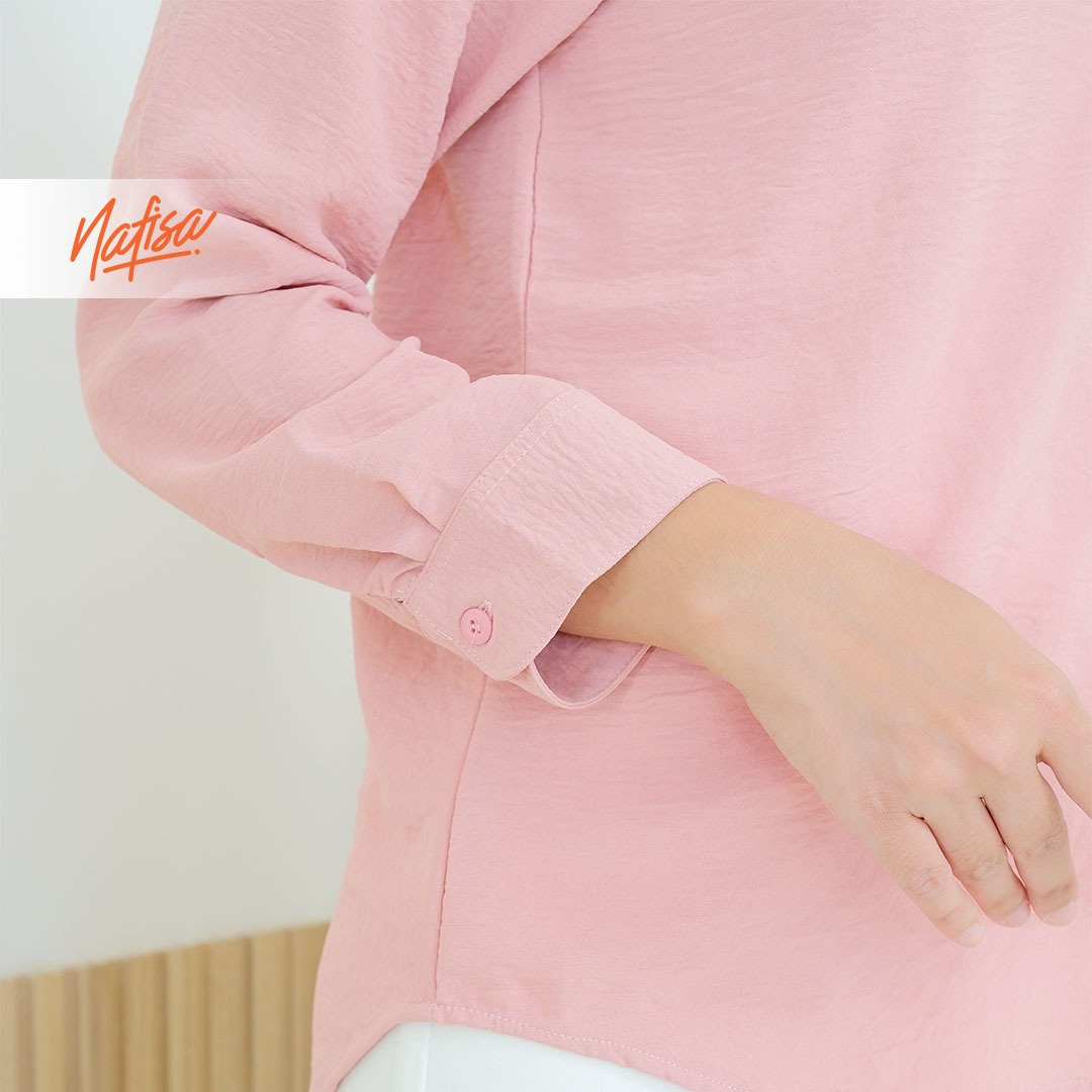 Nafisa Tunik Daily Sabanday Atasan Kemeja Crinkle Daily Shirt - Dusty Pink
