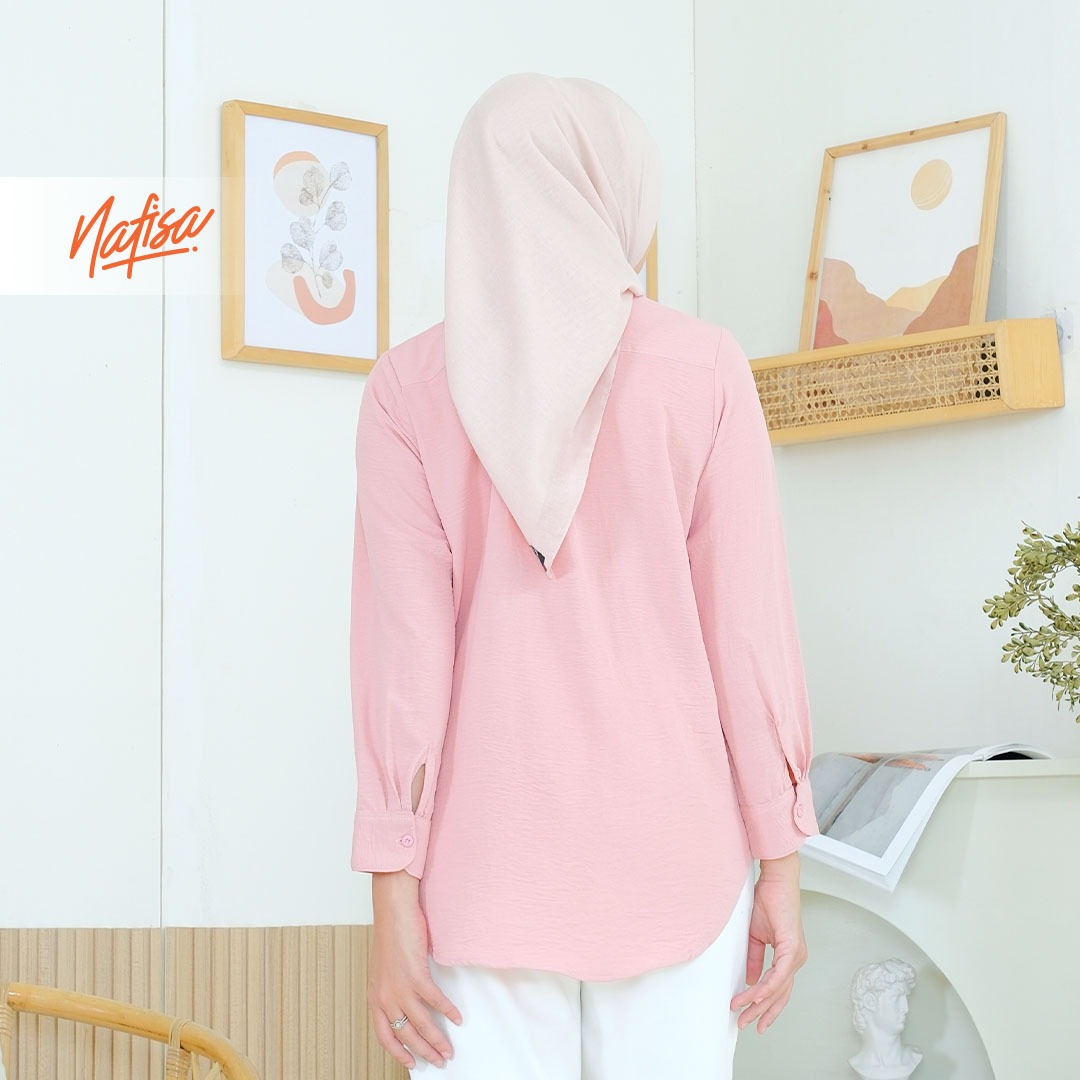 Nafisa Tunik Daily Sabanday Atasan Kemeja Crinkle Daily Shirt - Dusty Pink