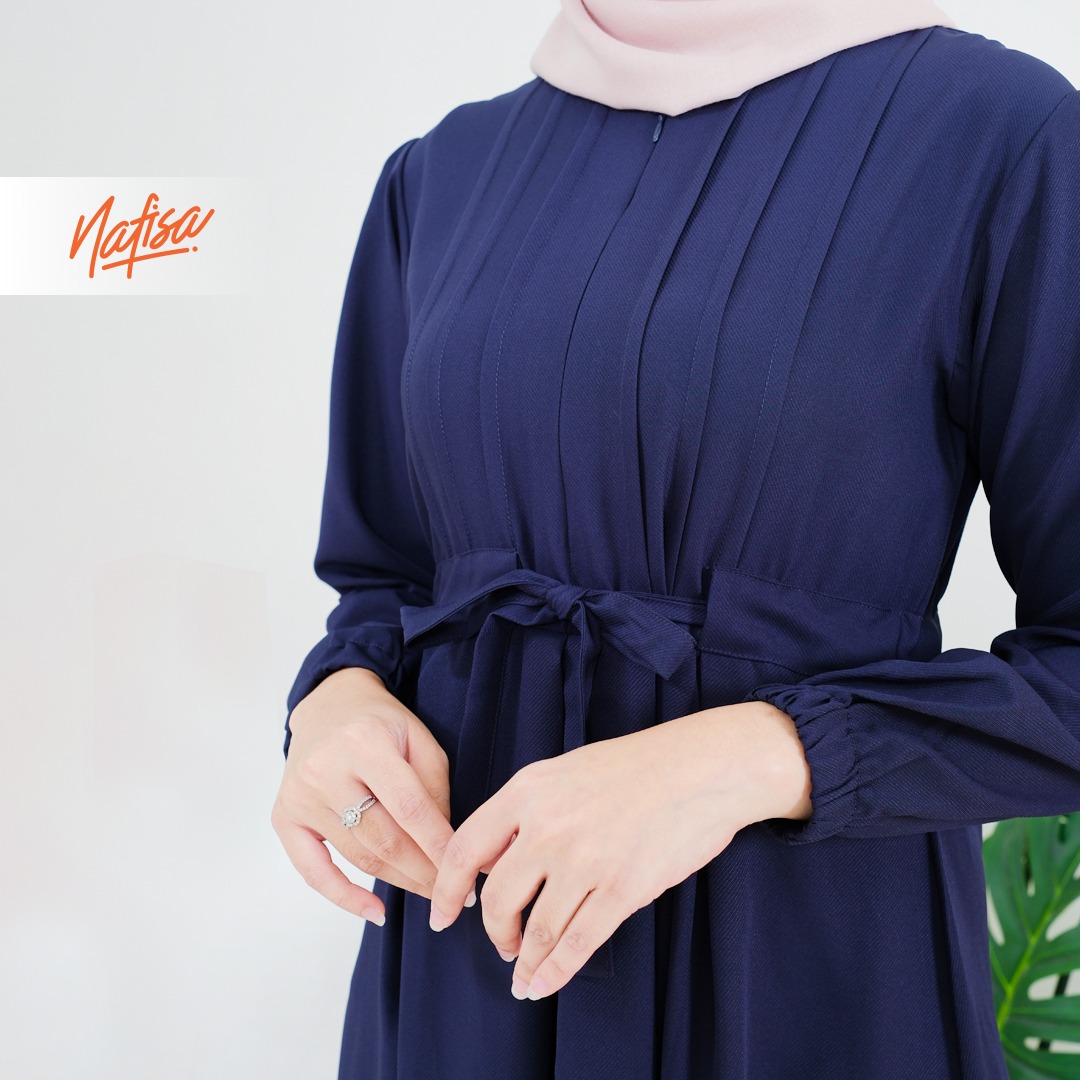 Nafisa Dress Youra Baju Gamis Wanita Lengan Panjang Kekinian