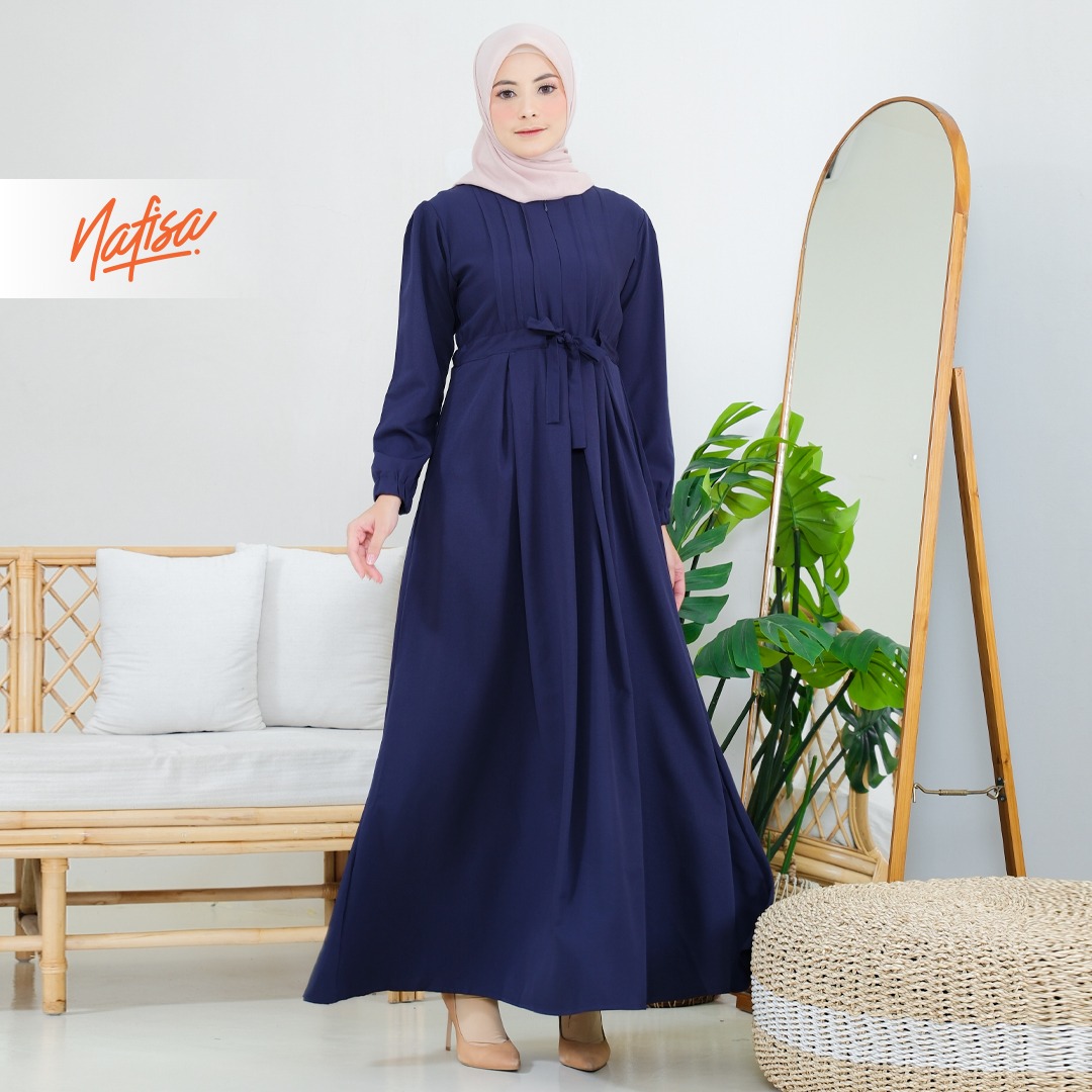 Nafisa Dress Youra Baju Gamis Wanita Lengan Panjang Kekinian