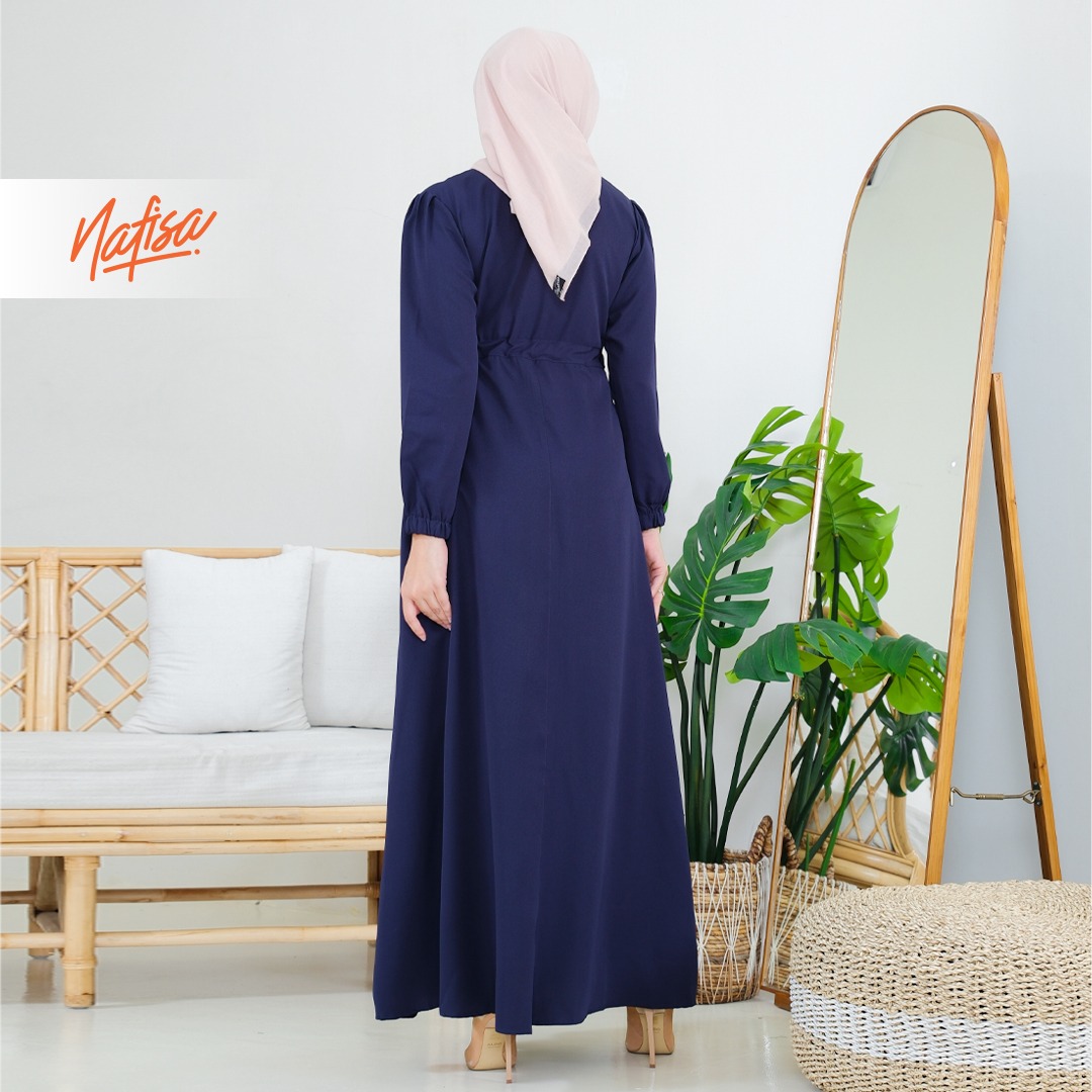 Nafisa Dress Youra Baju Gamis Wanita Lengan Panjang Kekinian