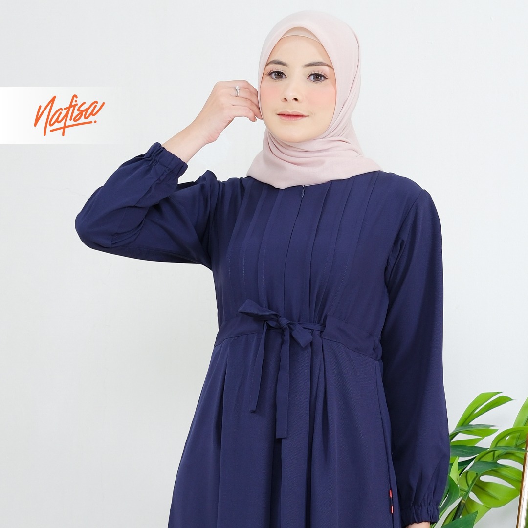 Nafisa Dress Youra Baju Gamis Wanita Lengan Panjang Kekinian