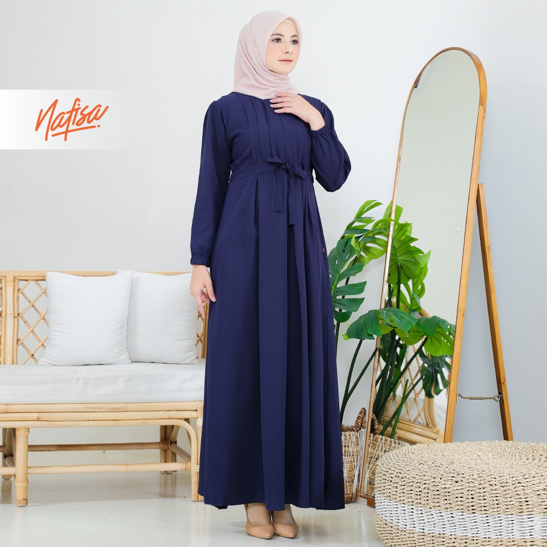 Nafisa Dress Youra Baju Gamis Wanita Lengan Panjang Kekinian